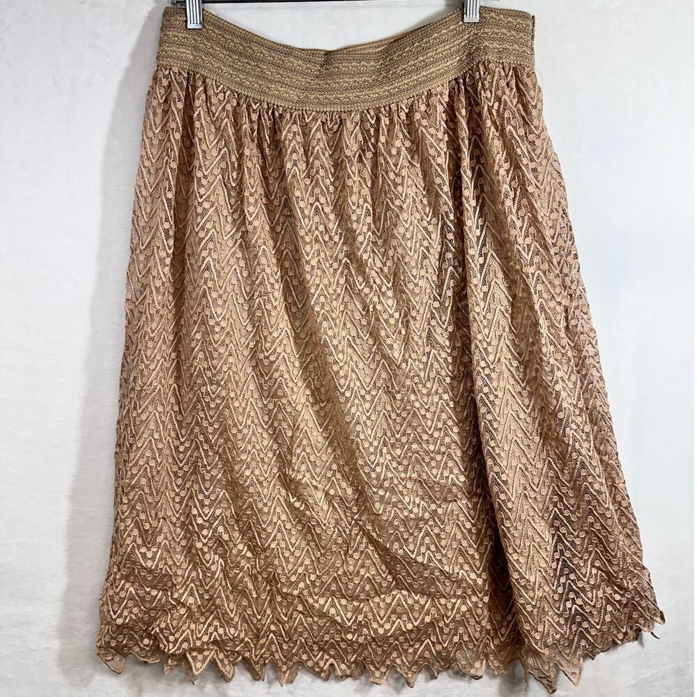 Metrowear XL Lace Peach Pink Beige Coquette Midi‎ Elastic Stretchy Flowy Cute
